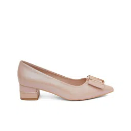 Sherrif Shoes Closed Back Block Pumps With Bows image 4