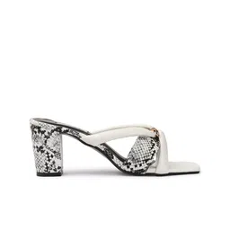 ELLE Printed Embellished Open Toe Block Heels image 5