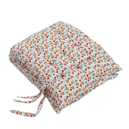 Kuber Industries Set of 2 White Floral Printed Back & Seat Cushion With Ties image 3