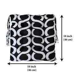 Kuber Industries Pack of 3 Black Geometric Seamless Pattern Square Chair Pads With Ties image 2