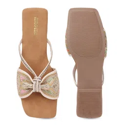 Anouk Cream-Coloured Embellished Open Toe Flats image 3