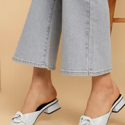 DressBerry PU Block Mules with Bows-26