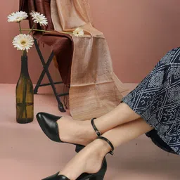 ICONICS Pointed Toe Block Pumps With Ankle Loop image 2