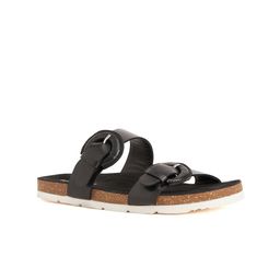 Peach Flores Buckled Leather Open Toe Flats-46