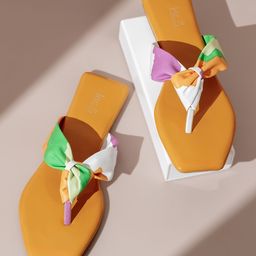 Inc 5 Colourblocked Open Toe T-Strap Flats image 1