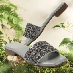 ICONICS Embellished Open Toe Flats-image-9