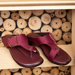 AROOM Women Red Colourblocked Bows Flats-41