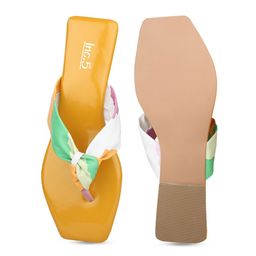 Inc 5 Colourblocked Open Toe T-Strap Flats image 5
