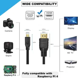 TERABYTE HDMI Cable 1 m Micro HDMI to HDMI Cable 1080p 4K Resolution High Speed (Cannot use with Mobile) image 2