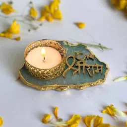 home arte Green Stone Figurine Tea light Holder-picture-4