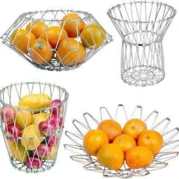 DELUSE DELUXE Stainless Steel Fruit & Vegetable Basket | FRUIT BOWL | FOLDABLE BASKET | HOT PLATE STAND | CUTLERY HOLDER | RINSE BOWL | FRUIT TRAY Steel Fruit & Vegetable Basket Stainless Steel Fruit & Vegetable Basket-image-31
