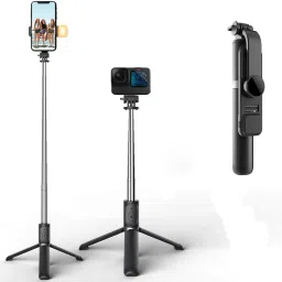 Wanzhow Best Bluetooth Extendable Selfie Stick with led for Making Tik-tok, YouTube vlog Monopod, Tripod, Tripod Bracket, Tripod Kit-29