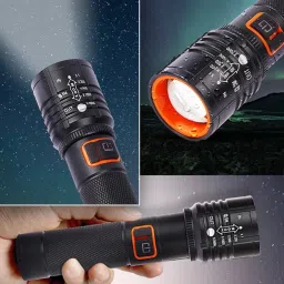 zeno volt Metal LED Torch Flashlight, XML T6 Water Resistance 5Modes Adjustable Focus 5 hrs Torch Emergency Light image 3