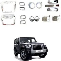 MAHINDRA THAR FULL CHROME SET FRONT SIDE REAR Chrome MAHINDRA Thar Side Garnish-image-88