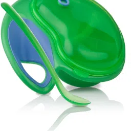 Easy Grip Bowl with feeding Spoon for your baby (Green) 4Months+ - BPA Free Plastic-23