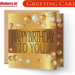 Happy Birthday Golden Theme Greeting Card Greeting Card-37