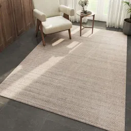 jaipur rugs Ivory Solid Wool 6 ft X 9 ft Hand Woven Rectangle Carpet-picture-6