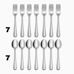 14 Cutlery Set Steel Dessert Spoon & Fork Combo Set (pack of 14) Stainless Steel Dessert Spoon Set-37