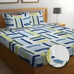 250 TC Cotton Double Printed Fitted (Elastic) Bedsheet-image-62