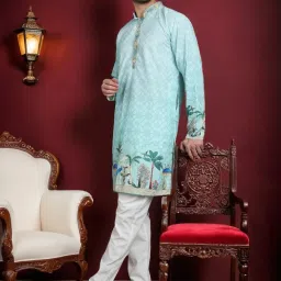Men Cotton Blend Kurta Pyjama Set-image-23