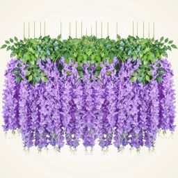 Wisteria Purple Artificial Flowers Set of 4 for Hanging & Home Decoration Purple Westeria Artificial Flower-image-96