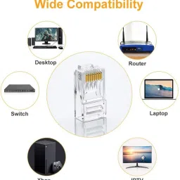 Etake (Pack of 50) RJ45 Connectors Modular 8 Pin Network Cable Plugs Connector Network Interface Card image 3