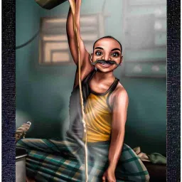 "TEA UNCLE" FUNNY GLOSSY A4 PAINTING Digital Reprint 14 inch x 10 inch Painting-24