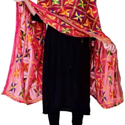 Chiffon Embroidered Red Women Dupatta-5