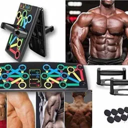 brpearl Push Up Board - Complete Push Up Training System Color-Coded Push-up Bracket Board Portable for Home Fitness Training with toning tube with D Handle for Exercise Workout Resistance Tube Fitness Accessory Kit Kit image 2