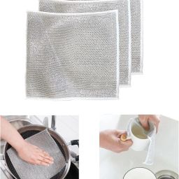 Dish Wash Cloth Multipurpose Dishwashing Rags Non-Scratch Wire Wet and Dry Microfiber, Polyester, Nylon Cleaning Cloth-image-16