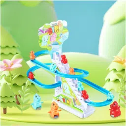 kiddie castle Dinosaur Track Slide and Climb Stairs Toys with 3 Dinosaur image 2