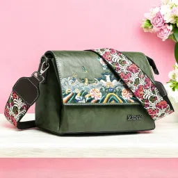 Green Women Sling Bag Floral Essence Premium shoulder sling bag-image-23