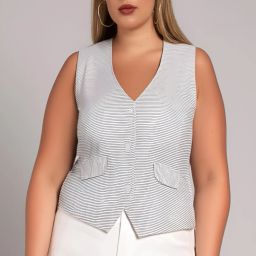 Striped Women Waistcoat-image-96