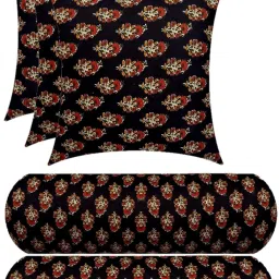 3 Cushion And 2 Microfibre Floral Bolster Pack of 5-picture-14
