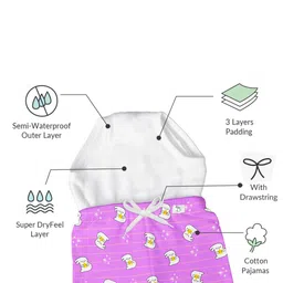 SuperBottoms Kids Printed Diaper Pants with Drawstring - Purple image 2