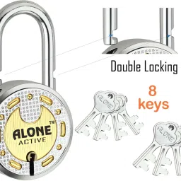 alone Active Round 65mm Lock for Home Gate Shop & Shutter, Double Locking 8 Keys Padlock image 2