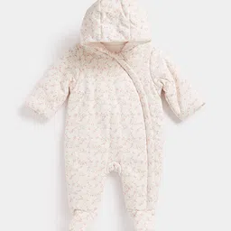 mothercare Infant Kids Printed Pure Cotton Hooded Snowsuit-picture-7