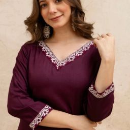 Women Solid Cotton Rayon A-line Kurta-image-94