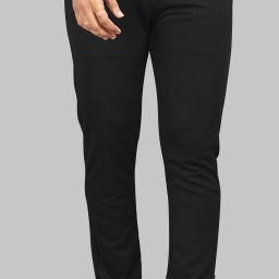 Men Straight Fit Black Lycra Blend Trousers-image-74