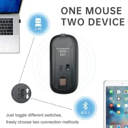 RETRACK LED Wireless Bluetooth Mouse, Rechargeable Slim Silent Mouse Dual Mode (Bluetooth 5.1 + USB) 2.4GHz Portable Optical Office Mouse, 3 Adjustable DPI with Type C OTG Wireless Optical Gaming Mouse with Bluetooth image 4