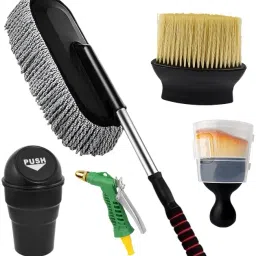 2 type of soft brush, Microfiber duster, Spray gun, Mini car dustbin Combo-23
