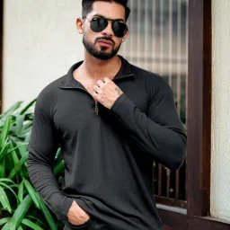 Men Solid Polo Neck Polycotton Black T-Shirt-image-33
