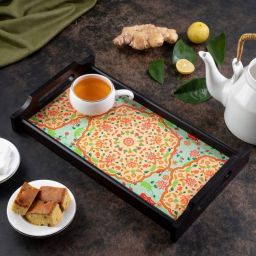 Ornate Mughal Medium Wooden Tray Tray Serving Set-image-59