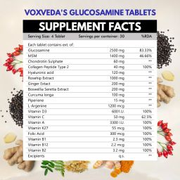 voxveda Glucosamine Tablets | Glucosamine Chondroitin MSM - Joint Support Supplement image 5