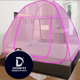 Polyester Adults Washable PINK mosquito net king size 6*7 machhardani king size double bed machardani for Mosquito Net-image-82