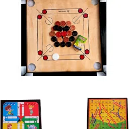Carrom Board small size 20X20 with Ludo and snake and ladder Board Combo pack. Board Game Accessories-image-2