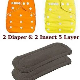 Washable Reusable Cloth Diapers with 2 Adjustable Nappies & 2 Inserts 5 Layer-image-45