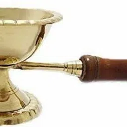 Pure Brass Combo Handcrafted Puja Dhoop diya /Puja Aarti, Incense Burner Brass Table Diya-image-99