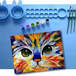 Silicone Craft blue Mat for Painting, Play Doh and Clay for Kids BLUE Painting Sponge Roller-28
