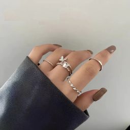 ring Stainless Steel Silver Plated Ring Set-image-13